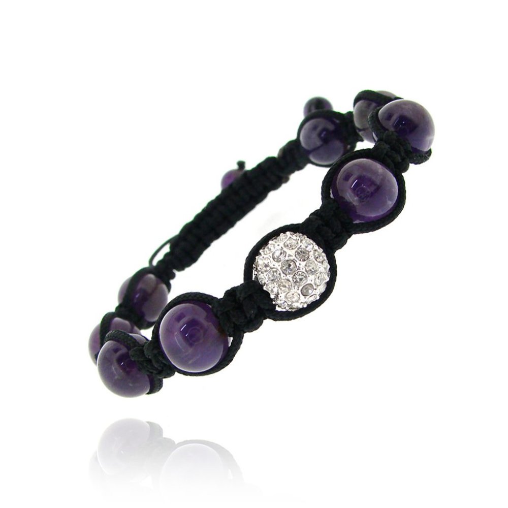 Crystal Fireball & Amethyst 10mm Shamballah Brac